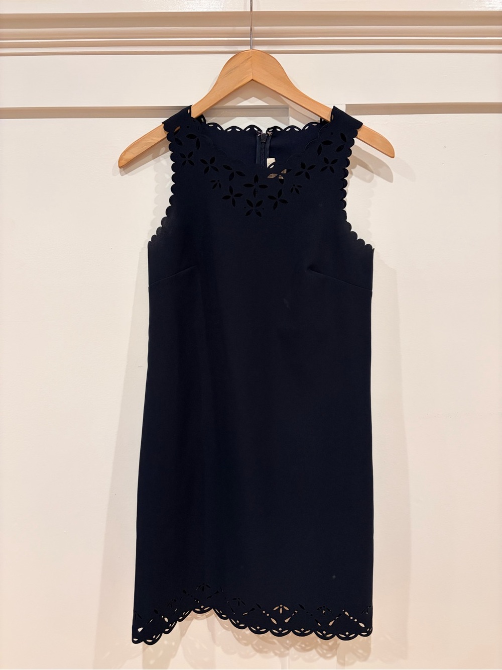 J. Crew Navy Laser-Cut Halter Sheath Dress